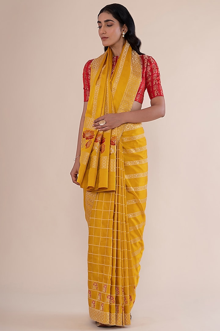 Sunny Yellow Handwoven Saree by Ekaya