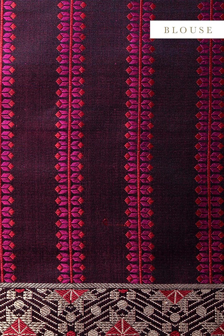 Garnet Handwoven Wedding Saree by Ekaya at Pernia's Pop Up Shop