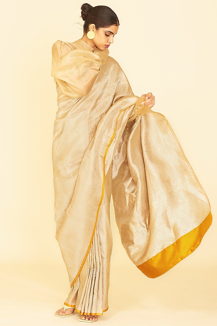 Silver Handwoven Saree by Ekaya