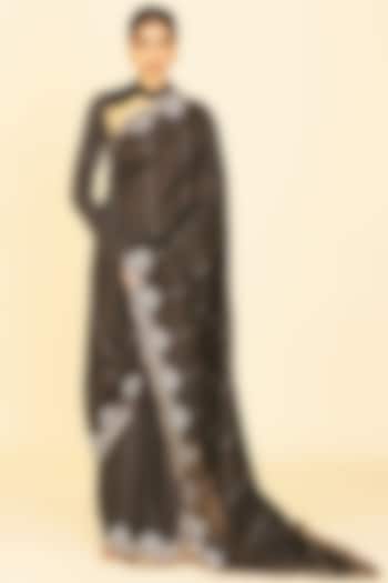 Black Banarasi Handwoven Saree by Ekaya