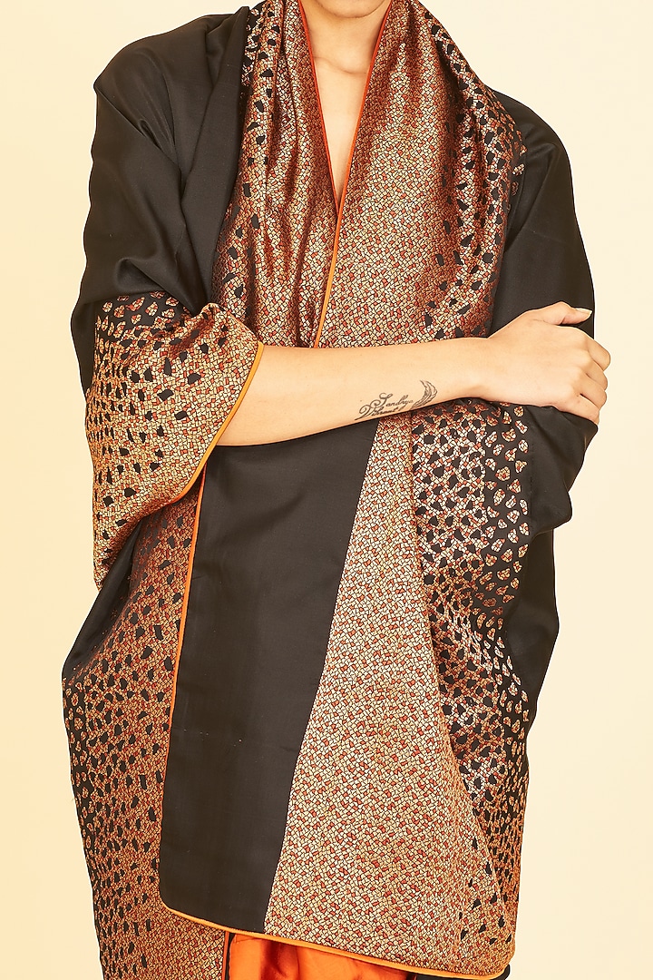 Black Handwoven Wedding Saree by Ekaya at Pernia's Pop Up Shop