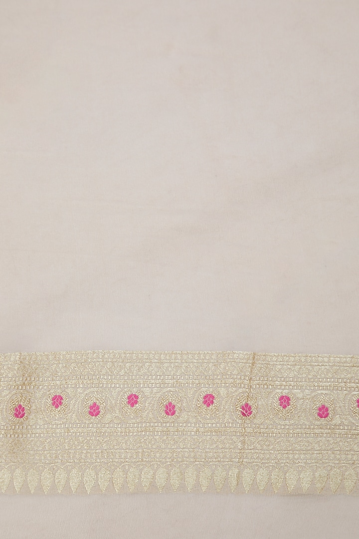 White Handwoven Georgette & Silk Embroidered Party Wear Saree Set by Ekaya at Pernia's Pop Up Shop