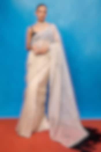 Off-White Kora Banarasi Embroidered Handwoven Wedding Saree Set by Ekaya at Pernia's Pop Up Shop