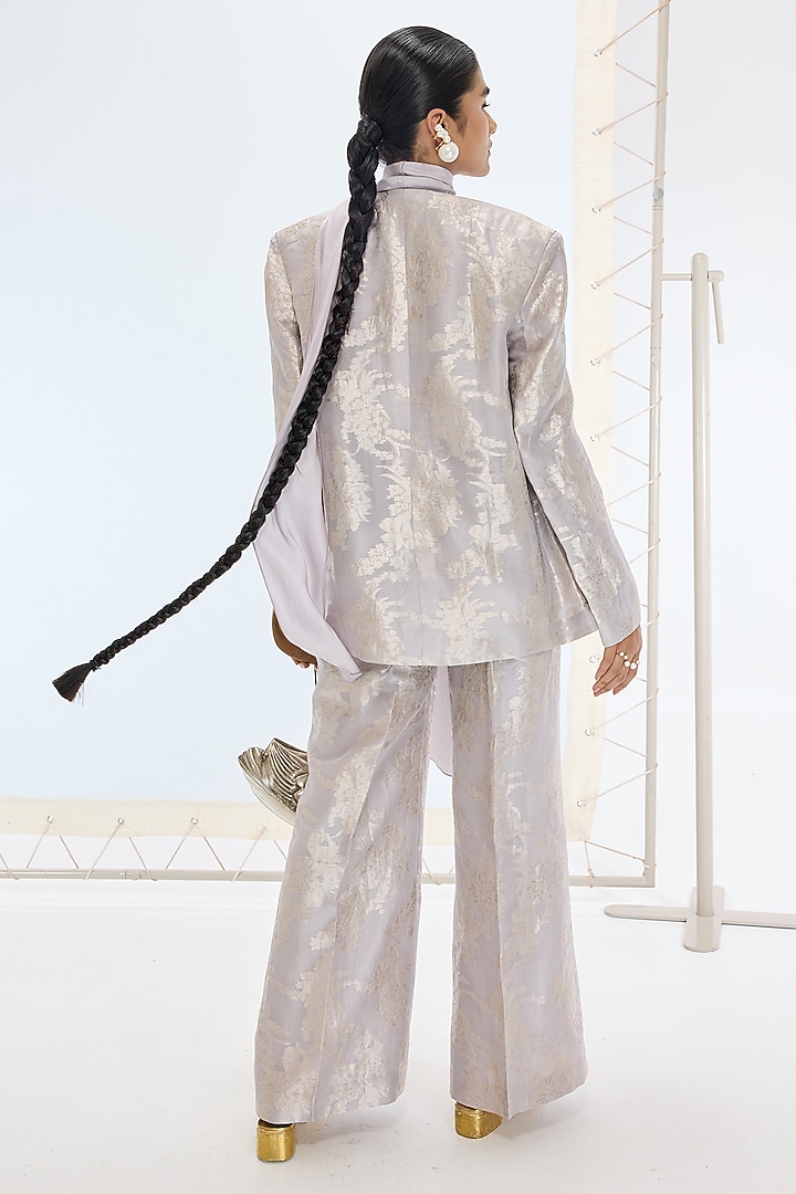 Mauve Pure Organza Pant Suit Set by Ekaya at Pernia's Pop Up Shop