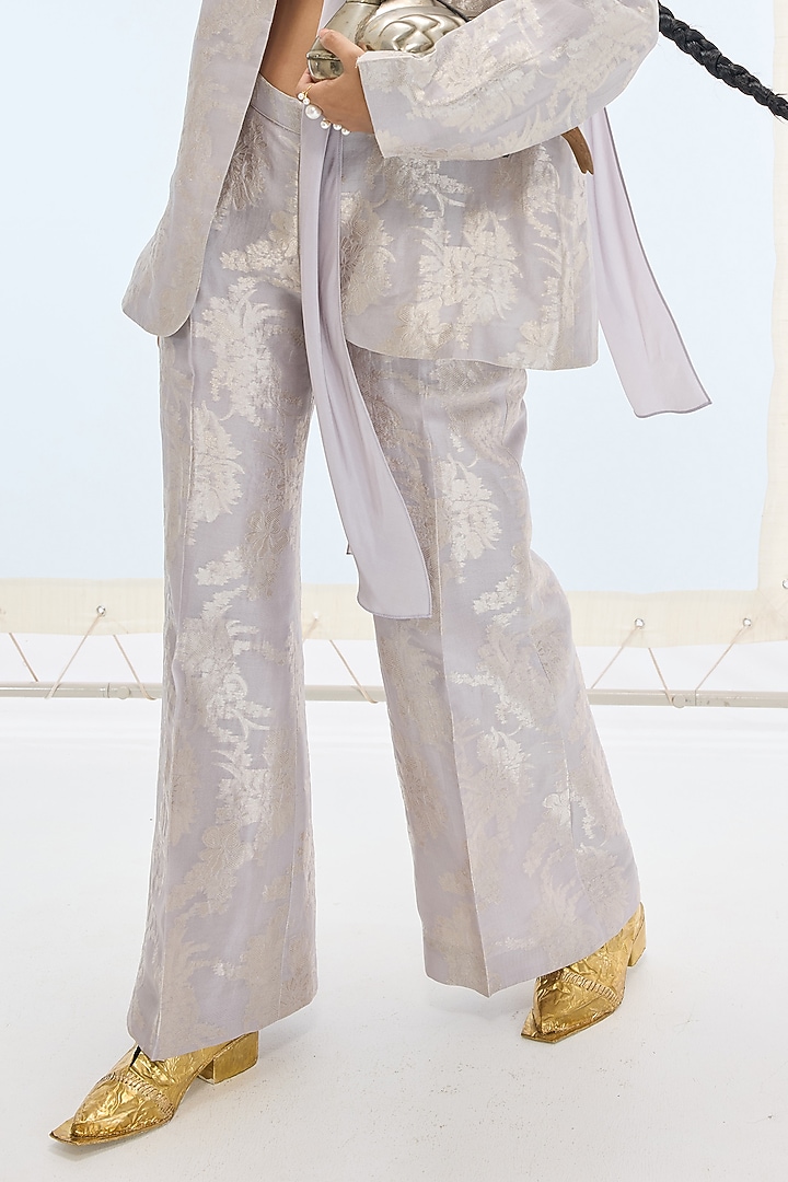 Mauve Pure Organza Pant Suit Set by Ekaya at Pernia's Pop Up Shop