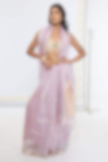 Mauve Organza Silk Handwoven Party Wear Saree by Ekaya at Pernia's Pop Up Shop
