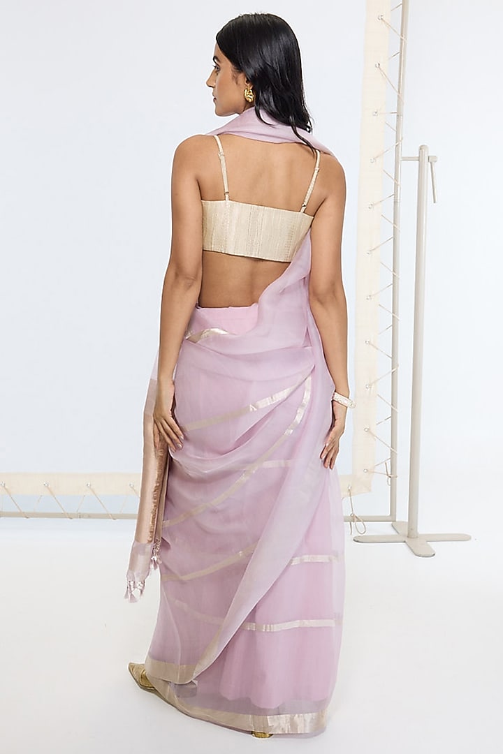 Mauve Organza Silk Handwoven Party Wear Saree by Ekaya at Pernia's Pop Up Shop