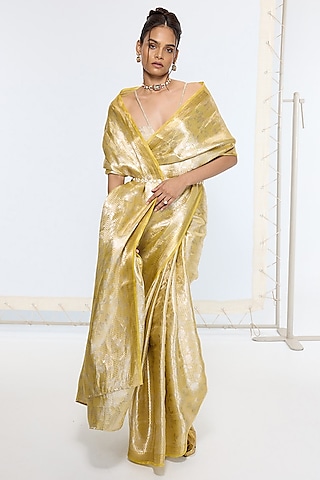Golden Tissue Silk Handwoven Banarasi Saree by Ekaya