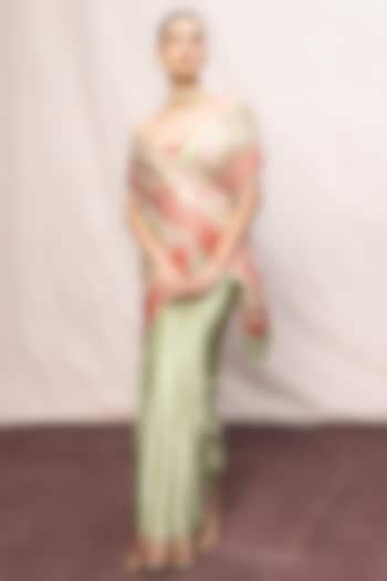 Pistachio Green Silk Banarasi Handwoven Wedding Saree Set by Ekaya at Pernia's Pop Up Shop