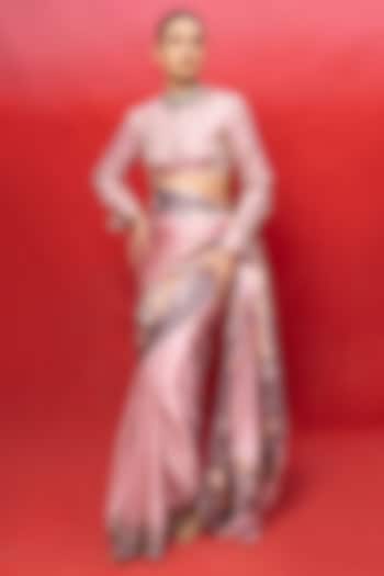 Pink Silk Banarasi Handwoven Wedding Saree Set by Ekaya at Pernia's Pop Up Shop