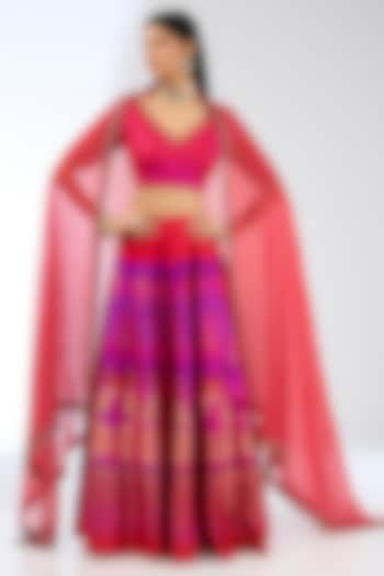 Red Silk Handwoven Bridal Lehenga Set by Ekaya at Pernia's Pop Up Shop