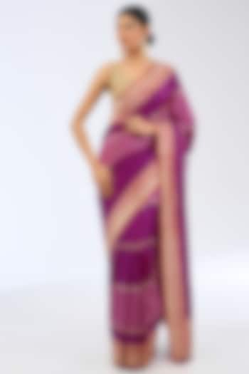 Rani Pink Silk Handwoven Saree Set by Ekaya at Pernia's Pop Up Shop