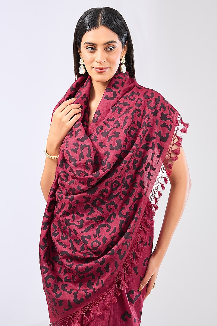 Red Silk Handwoven Party Wear Saree Set by Ekaya at Pernia's Pop Up Shop
