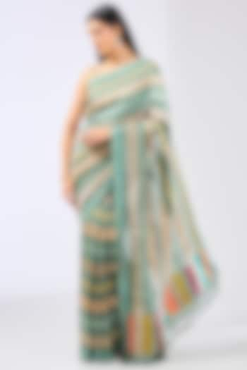 Multi-Colored Silk Handwoven Saree Set by Ekaya