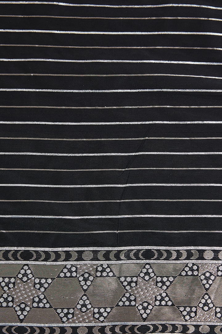 Black Silk Handwoven Wedding Saree Set by Ekaya at Pernia's Pop Up Shop