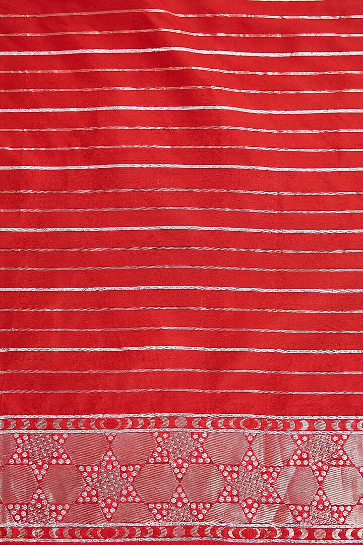 Red Silk Handwoven Wedding Saree Set by Ekaya at Pernia's Pop Up Shop
