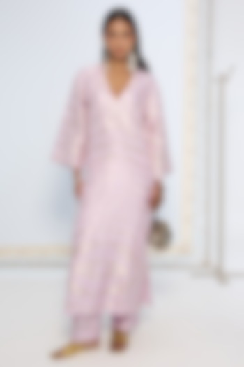Lavender Silk Zari Weave Kurta Set by Ekaya at Pernia's Pop Up Shop