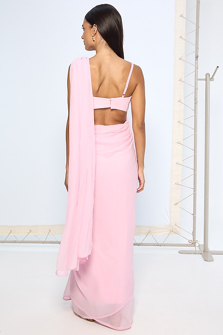 Pink Pure Chiffon Party Wear Saree by Ekaya at Pernia's Pop Up Shop