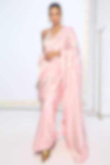 Blush Pink Pure Silk Zari Embroidered Banarasi Handwoven Wedding Saree by Ekaya at Pernia's Pop Up Shop