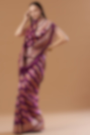 Purple Silk Handwoven Reception Saree Set by Ekaya at Pernia's Pop Up Shop