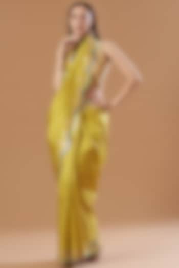 Yellow Silk Handwoven Saree Set by Ekaya