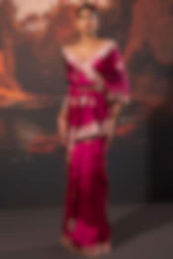 Garnet Silk Banarasi Handwoven Wedding Saree by Ekaya at Pernia's Pop Up Shop