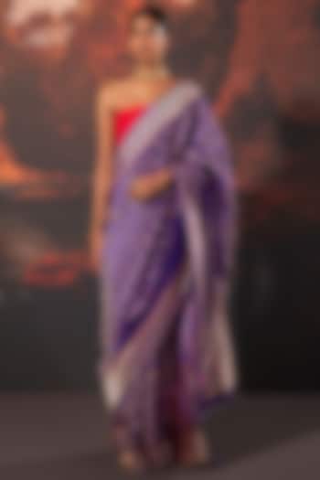 Purple Silk Handwoven Bridal Saree by Ekaya at Pernia's Pop Up Shop