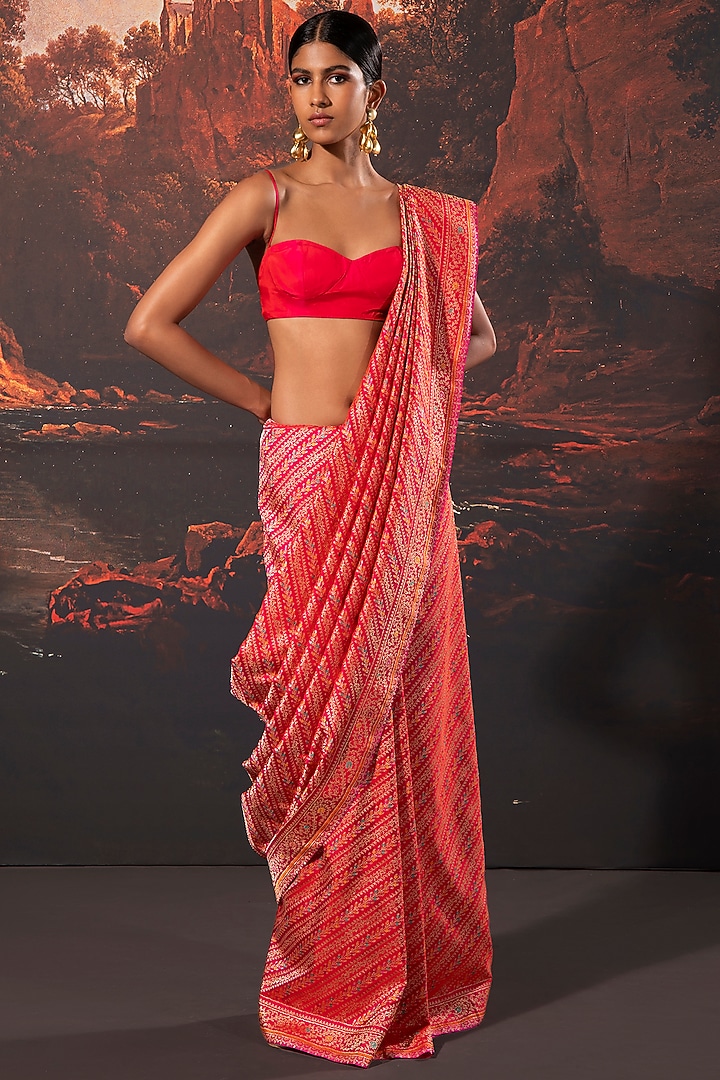 Pink Silk Handwoven Bridal Saree by Ekaya at Pernia's Pop Up Shop