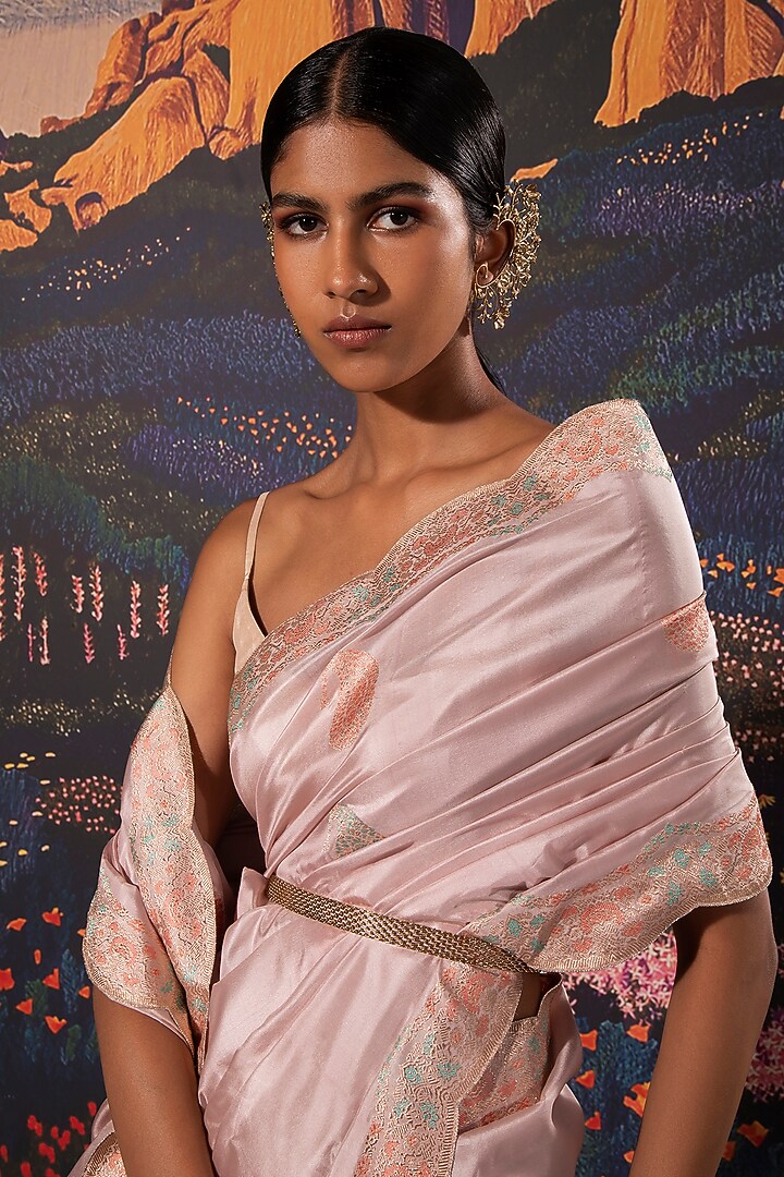 Grey Silk Banarasi Handwoven Wedding Saree by Ekaya at Pernia's Pop Up Shop