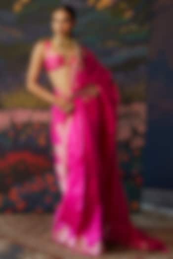 Pink Silk Banarasi Handwoven Saree by Ekaya