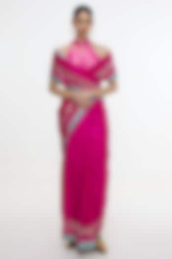 Fuchsia Pink Mashru Silk Kadhwa Banarasi Wedding Saree by Ekaya at Pernia's Pop Up Shop