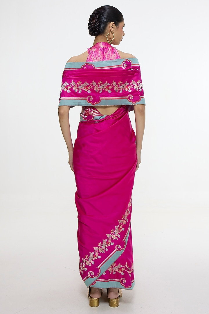Fuchsia Pink Mashru Silk Kadhwa Banarasi Wedding Saree by Ekaya at Pernia's Pop Up Shop