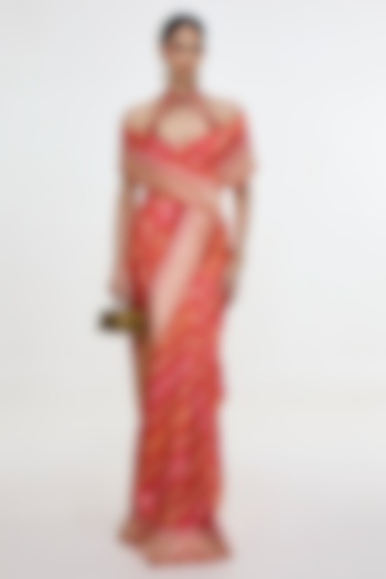 Carmine Red Satin Silk Kadhwa Banarasi Bridal Saree by Ekaya at Pernia's Pop Up Shop