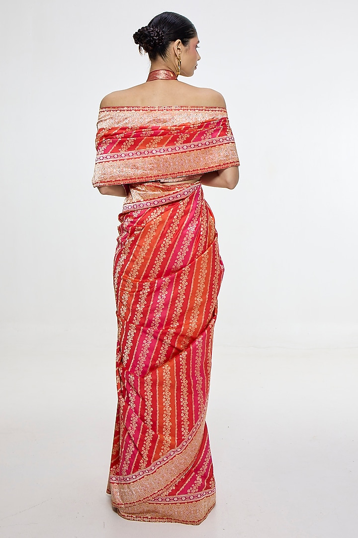 Carmine Red Satin Silk Kadhwa Banarasi Bridal Saree by Ekaya at Pernia's Pop Up Shop