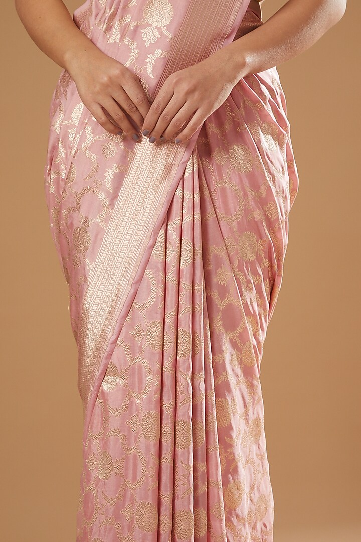 Peach Handwoven Silk Reception Saree by Ekaya at Pernia's Pop Up Shop