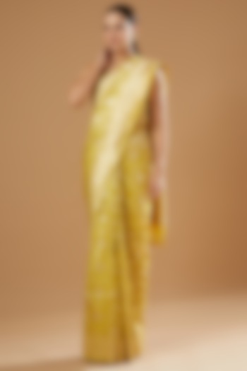 Yellow Handwoven Silk Saree by Ekaya