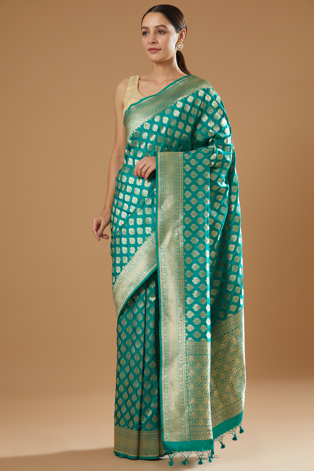 Blue Handwoven Silk Saree by Ekaya