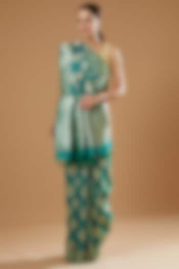 Deep Green Handwoven Silk Saree by Ekaya