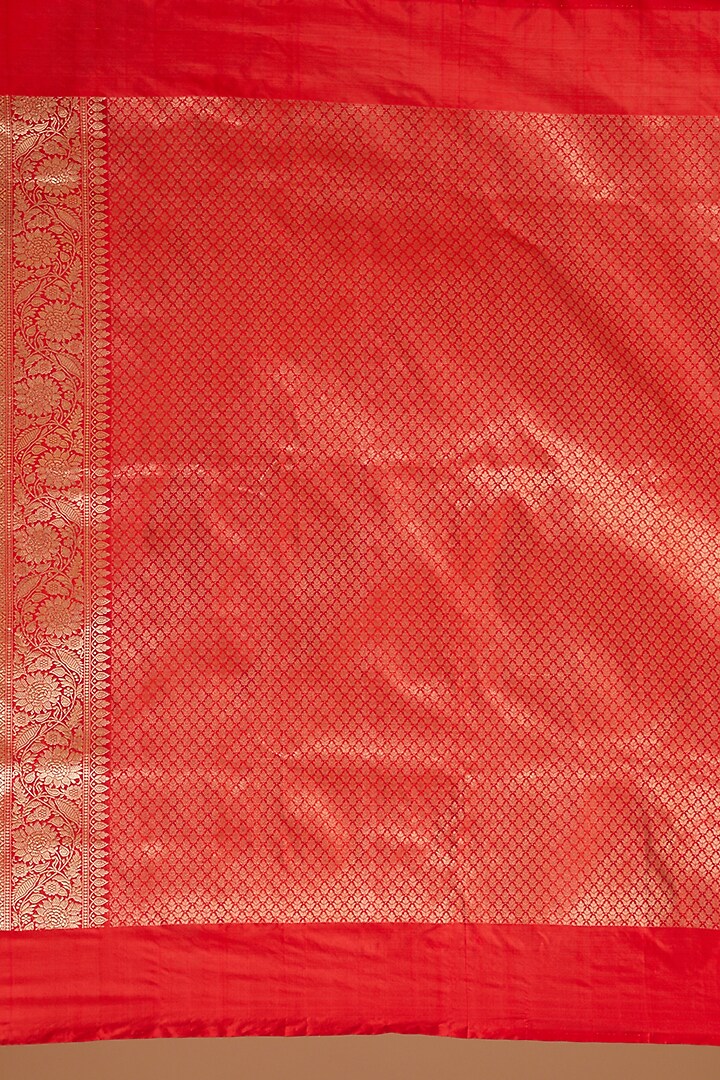 Red Handwoven Silk Reception Saree by Ekaya at Pernia's Pop Up Shop