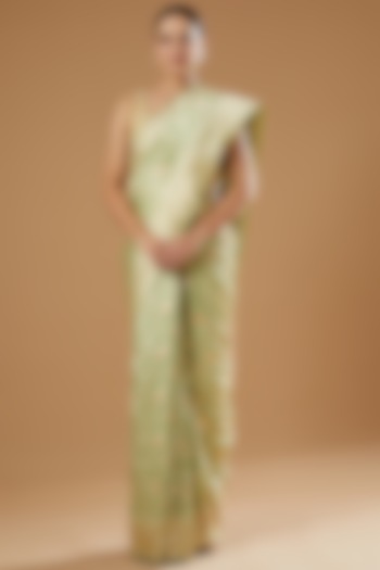 Mint Green Handwoven Silk Saree by Ekaya