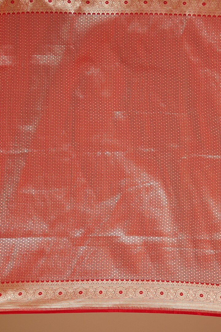 Red Handwoven Silk Reception Saree by Ekaya at Pernia's Pop Up Shop