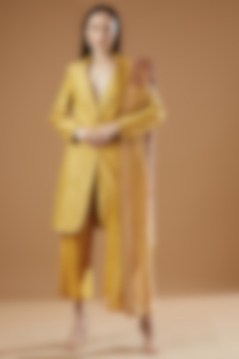 Mustard Silk Jacket Set by AROHI at Pernia's Pop Up Shop