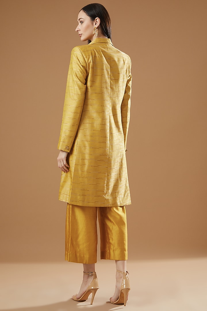Mustard Silk Jacket Set by AROHI at Pernia's Pop Up Shop
