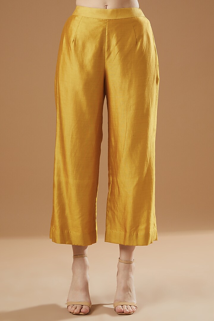 Mustard Silk Jacket Set by AROHI at Pernia's Pop Up Shop