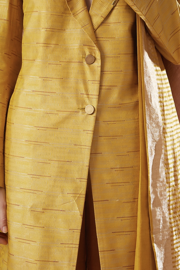 Mustard Silk Jacket Set by AROHI at Pernia's Pop Up Shop
