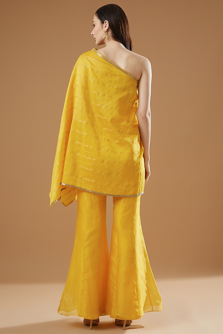 Yellow Silk & Organza Co-Ord Set by AROHI at Pernia's Pop Up Shop