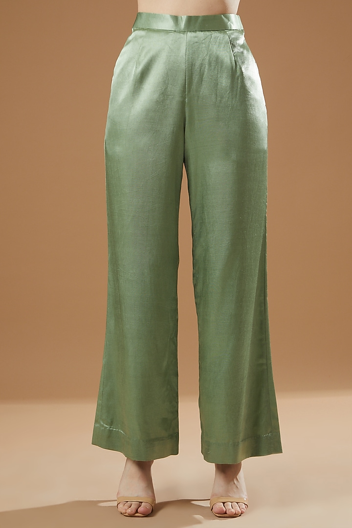 Mint Green Modal & Satin Jacket Set by AROHI at Pernia's Pop Up Shop