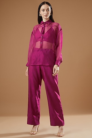 Berry Organza & Silk Co-Ord Set by AROHI