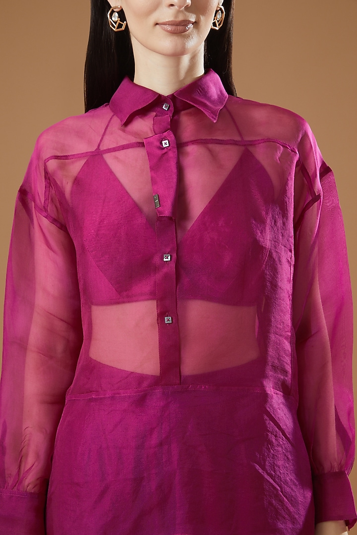 Berry Organza & Silk Co-Ord Set by AROHI at Pernia's Pop Up Shop