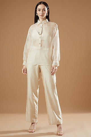 Ivory Organza & Silk Co-Ord Set by AROHI